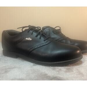 Grip Golf Shoes Mens Size 11.5 Black Leather Oxford Lace Up Almond Toe